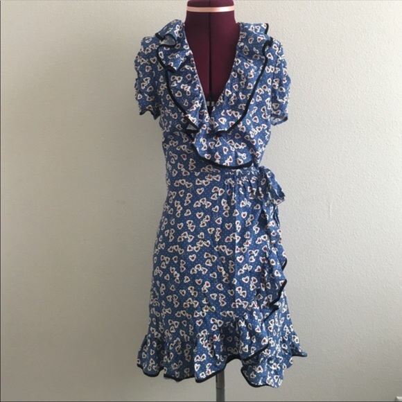 Juicy Couture Dresses & Skirts - Juicy Couture Silk Blue Heart Wrap Dress